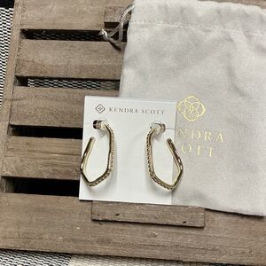 Kendra Scott nwt gold Lonnie Beaded studded gold geometric hoop post earrings